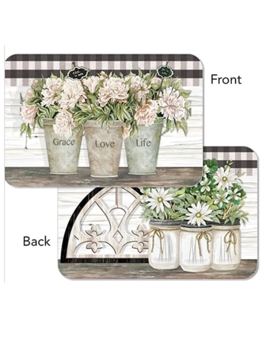 CounterArt Vintage Farmhouse Placemats Reversible Rectangular Placemat S…